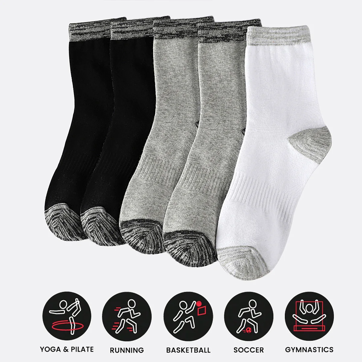 Athletic Sock Cushion - 1/5 paar atletische sokken voor heren,