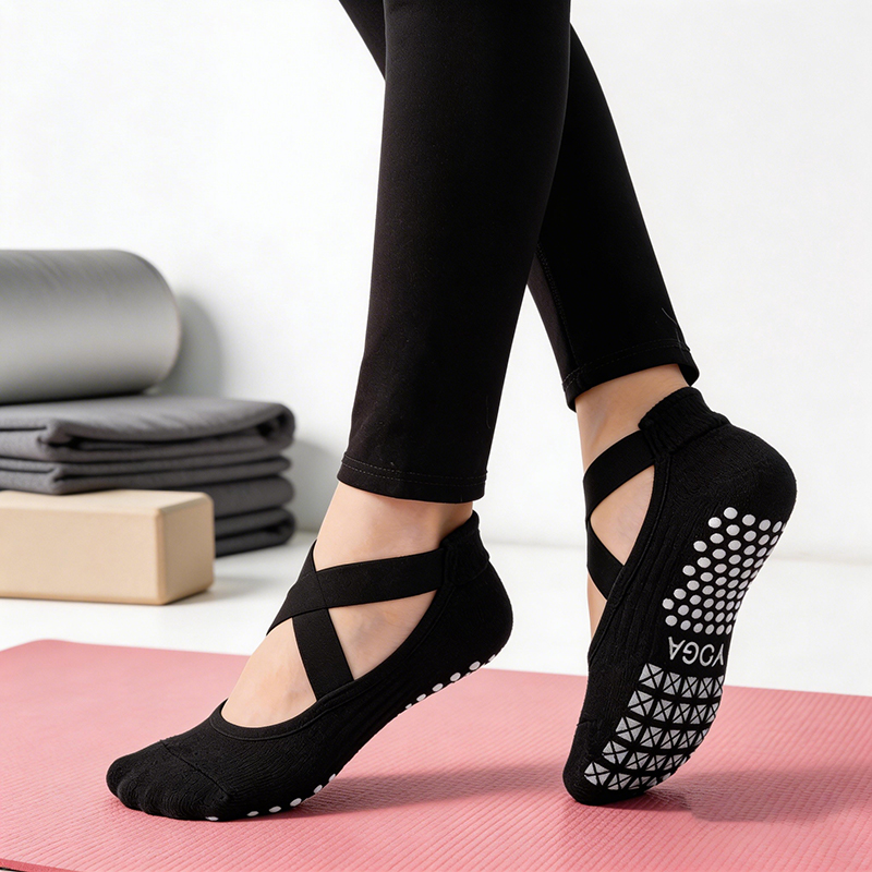 No Show Sock Women - Dames antislip yogasokken siliconen binnenkatoenen bandage